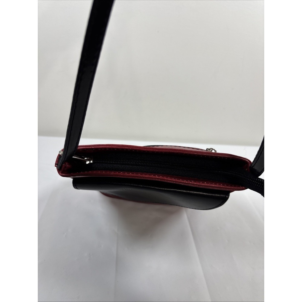 Vera Pelle Genuine Leather Made in Italy Colorblock Red/Black Crossbody Bag RARE - Picture 5 of 15
